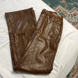 Brown Faux Leather Pants